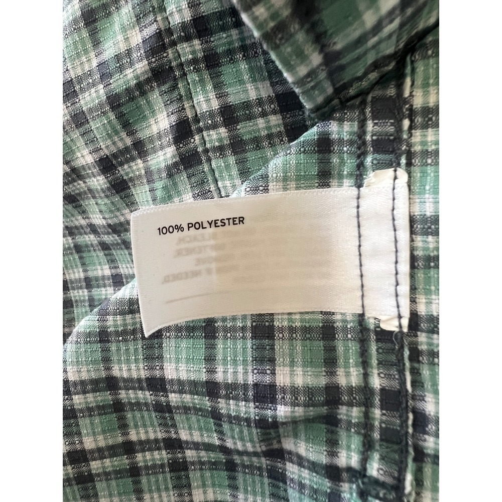Duluth Trading Co Mens XL Relaxed Fit Untucked Plaid Short Sleeve Shirt Green - Picture 6 of 8